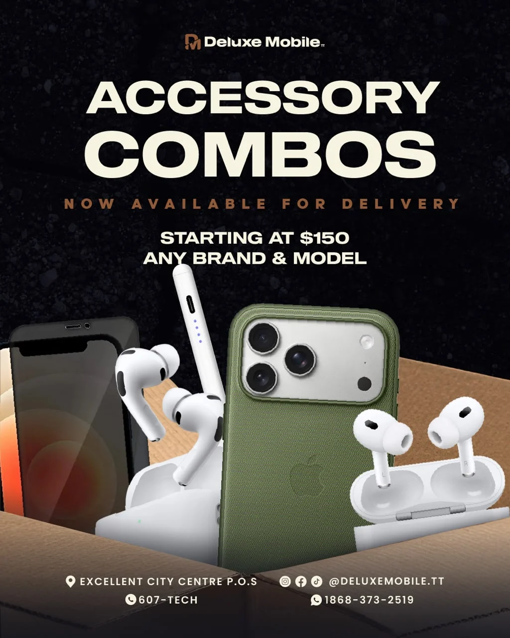 Accessory combos, now available for delivery: starting at $150, any brand and model